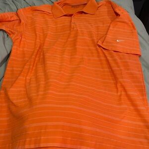 Nike Golf Mens Fit Dry Short Sleeve Polo Shirt‎ Orange Striped Size XL